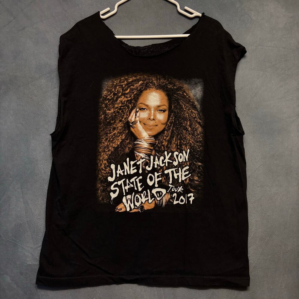 Janet Jackson State of the World 2017 Tour Sleeveless Concert Tee Self Cut Music